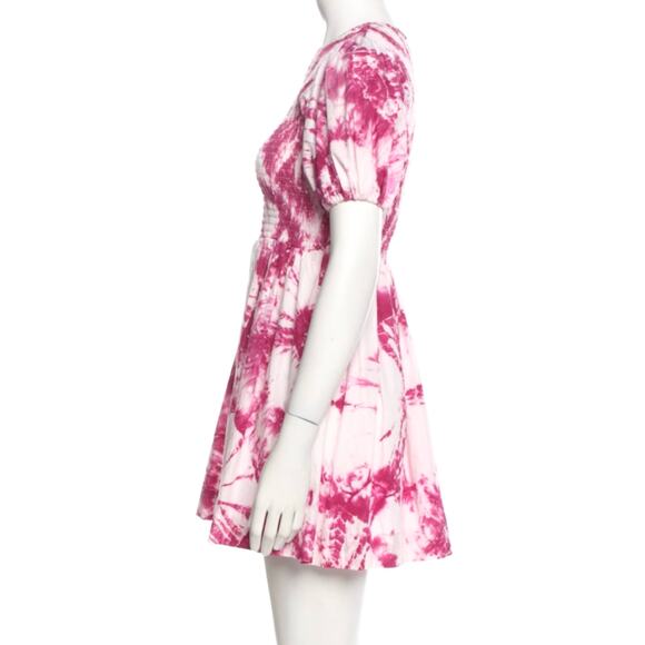 S/W/F Escapism Treasure White Pink Smocked Tie Dye Mini Dress S $279 - Picture 7 of 12